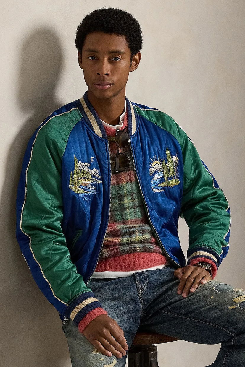 Bomber bunda Polo by Ralph Lauren Bomber Jacket TAKIHYO SATIN.SVNR with Embroidered Scenic Details Rôznofarebný | 710977856001