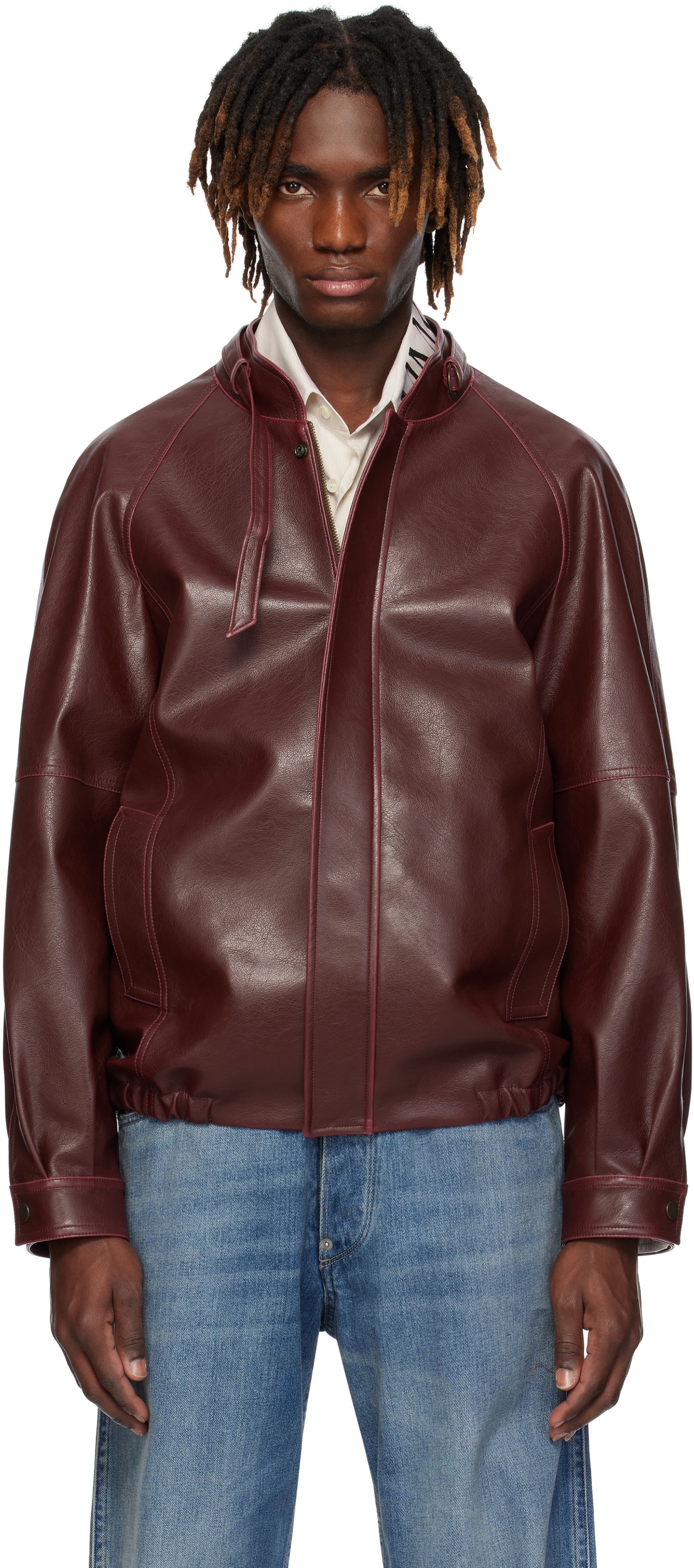 Bomber bunda Maison Margiela MM6 Maison Margiela Sports Faux-Leather Jacket Vínová | SH2AM0023 M35455, 0