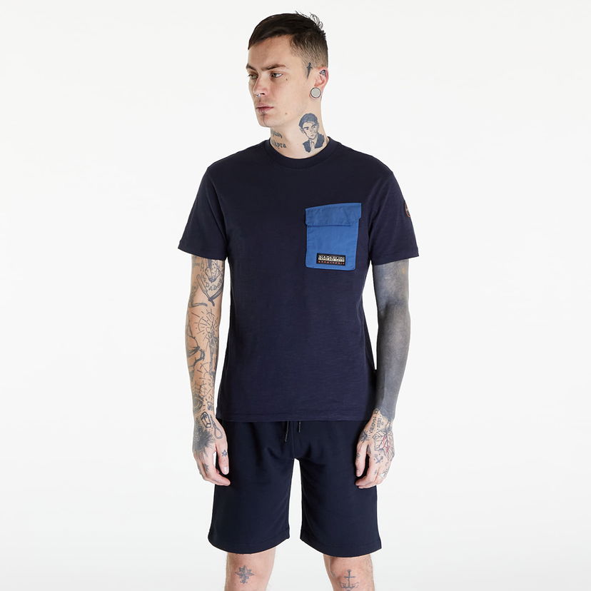 Tričko Napapijri Tepees T-Shirt Blue Marine Čierna | NP0A4HQJ1761