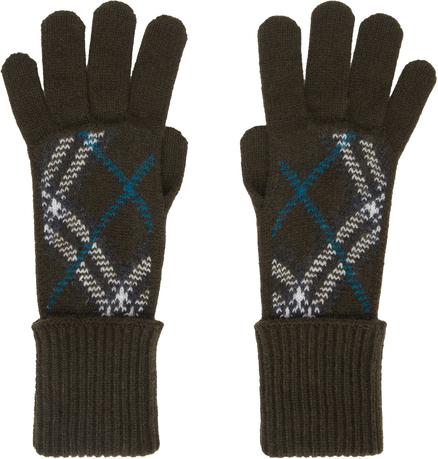 Rukavice Burberry Check Cashmere Blend Gloves Zelené | 8098892, 0