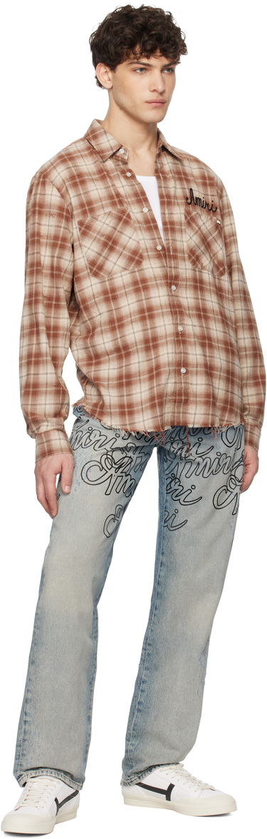 Košeľa AMIRI Amiri Shotgun Distressed Flannel Shirt Hnedá | AMSTFL1009, 3