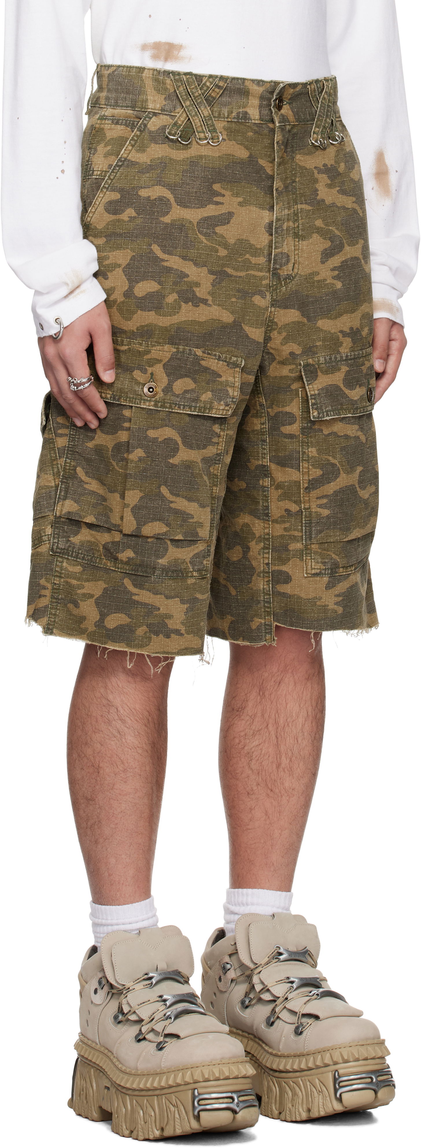Šortky We11done We11done Camo Vintage Shorts Zelené | WD-PT0-25-230-M-MX, 1