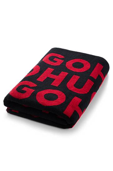Šál BOSS Logo-Pattern Terry Beach Towel Čierna | 50539992, 0