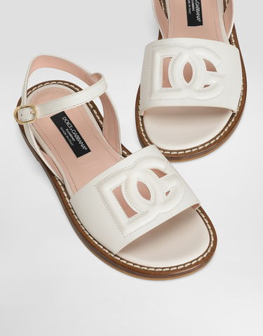 Doplnky Dolce & Gabbana Dolce & Gabbana Calfskin Sandals With Cut-Out Logo Biela | D11308A12238S936, 3