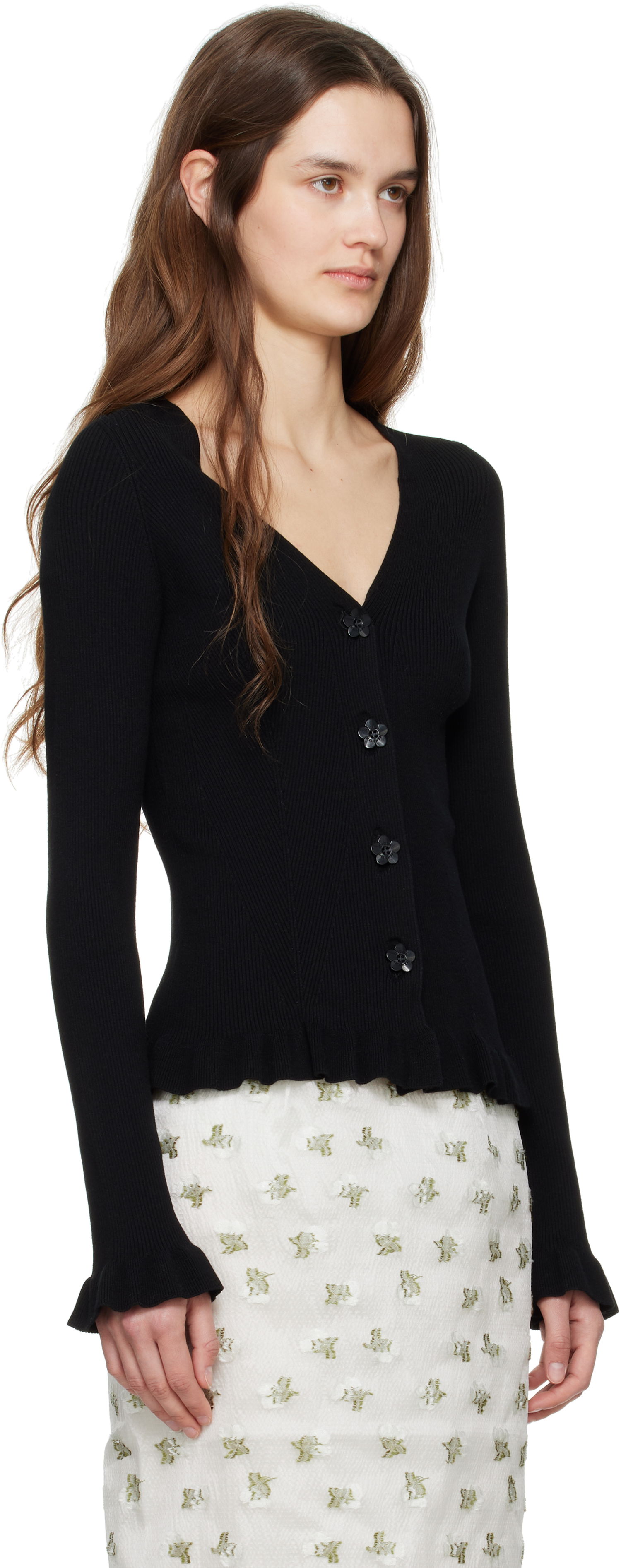 Sveter Cecilie Bahnsen Cecilie Bahnsen Cassia Knitted Peplum Cardigan Čierna | 4.24KNI52007 CASSIA CARDIGAN, 1