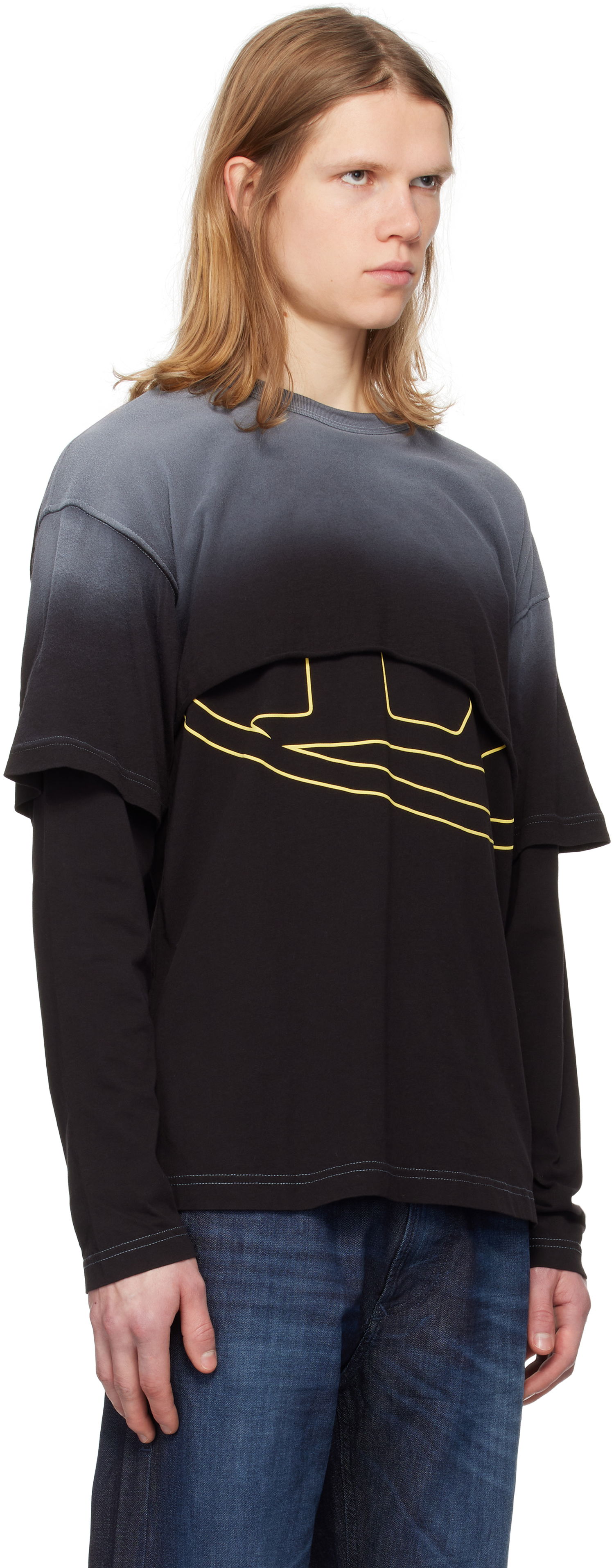 Tričko Diesel Diesel T-Besh Cut Long Sleeve T-Shirt Čierna | A16133-0KNAQ-9XX, 1