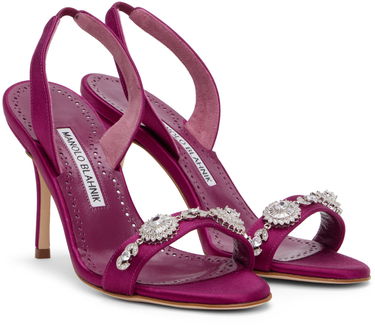 Starostlivosť o obuv Manolo Blahnik Manolo Blahnik Lamisan Satin Heeled Sandals Fialová | 324-2954, 3