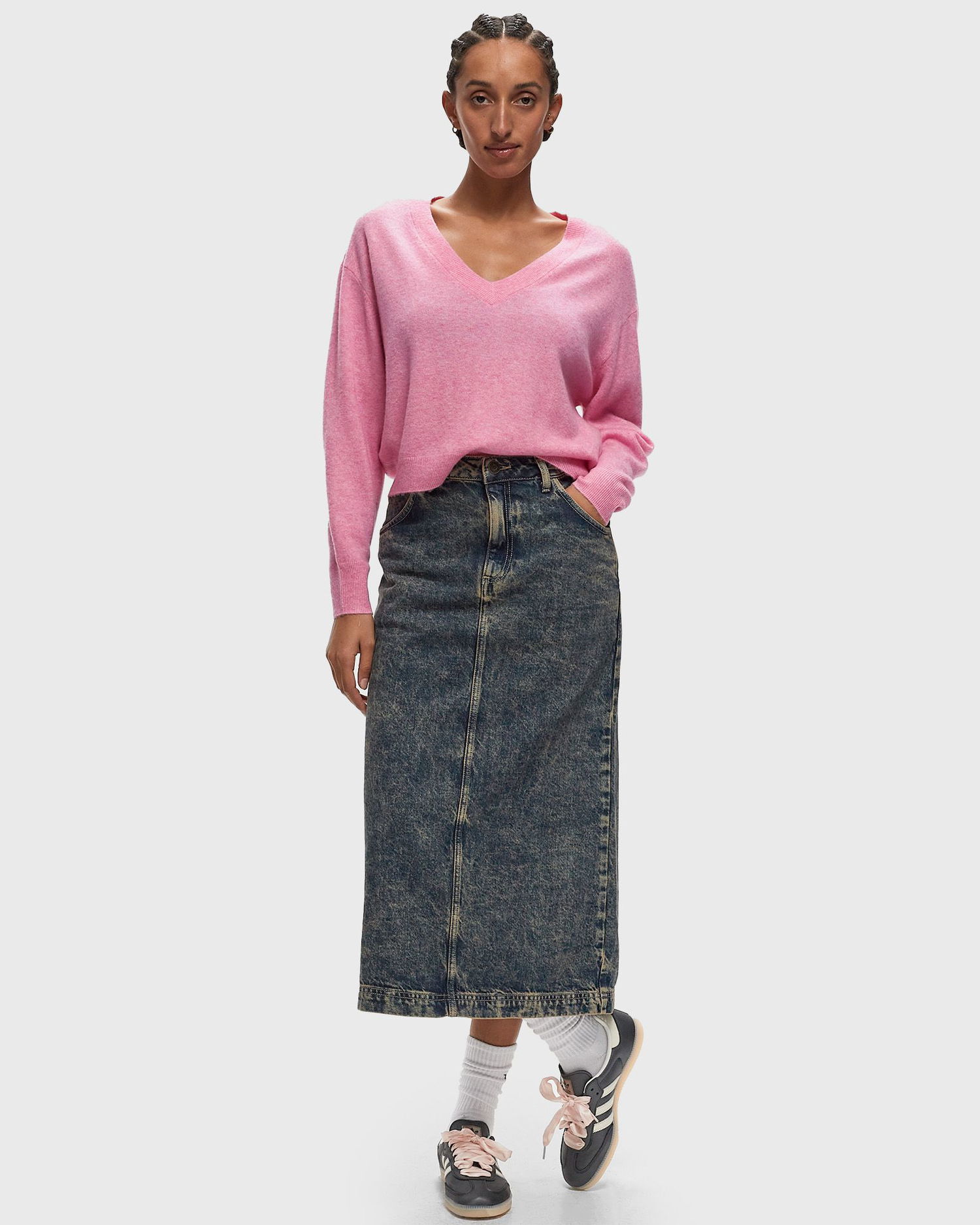 Sveter American Vintage Sweater V-Neck Ružová | RAX18AH24-PRINCESSE-CHINE, 1
