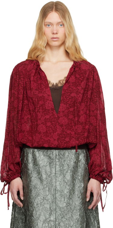 Košeľa Dries Van Noten Dries Van Noten Floral Print Tie Neck Blouse Červená | 251-010711-1011, 0