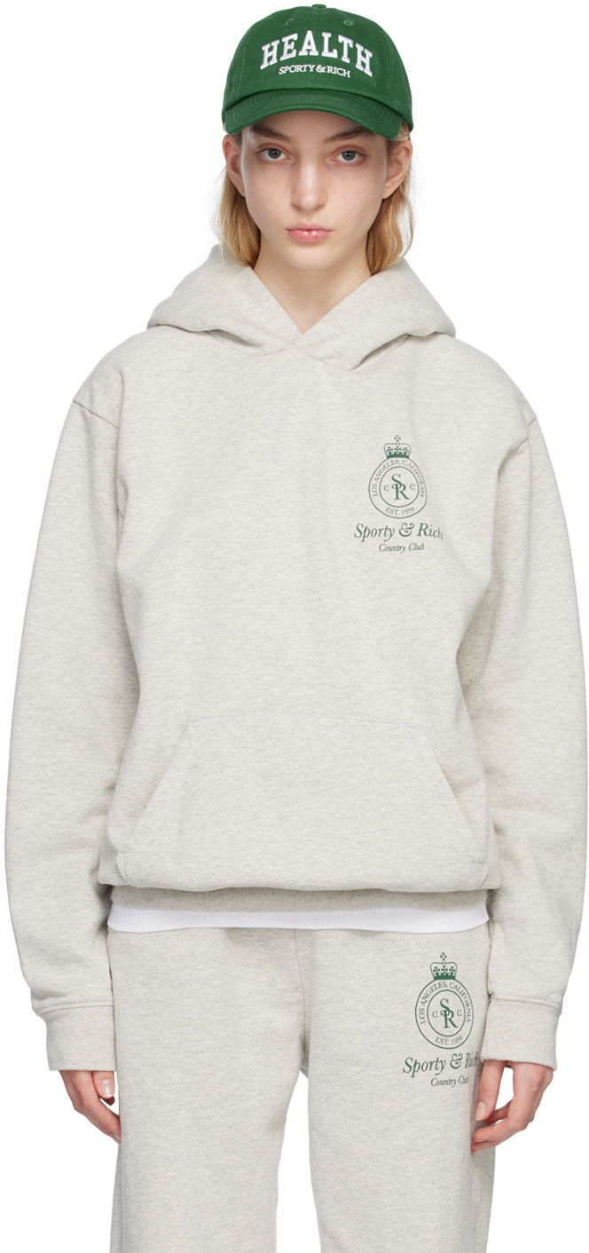 Mikina Sporty & Rich Sporty & Rich Crown Hoodie Šedá | HO661HO, 0
