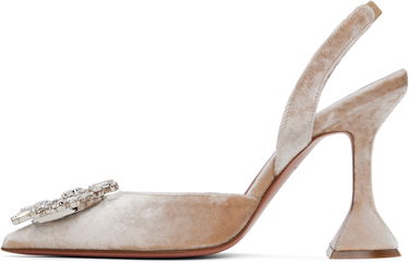 Tenisky a topánky Amina Muaddi Sling Back Velvet Pumps With Embellishment Béžová | BEGUM SLING VELVET, 2