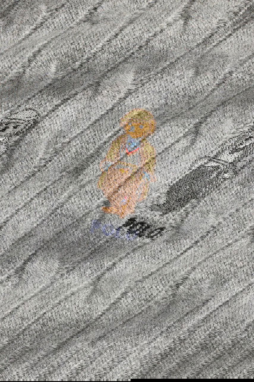 Šál Polo by Ralph Lauren Cable-Knit Wool Scarf with Polo Bear Appliqué Šedá | 449P08823, 1