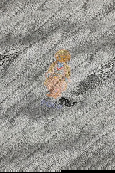 Šál Polo by Ralph Lauren Cable-Knit Wool Scarf with Polo Bear Appliqué Šedá | 449P08823, 1