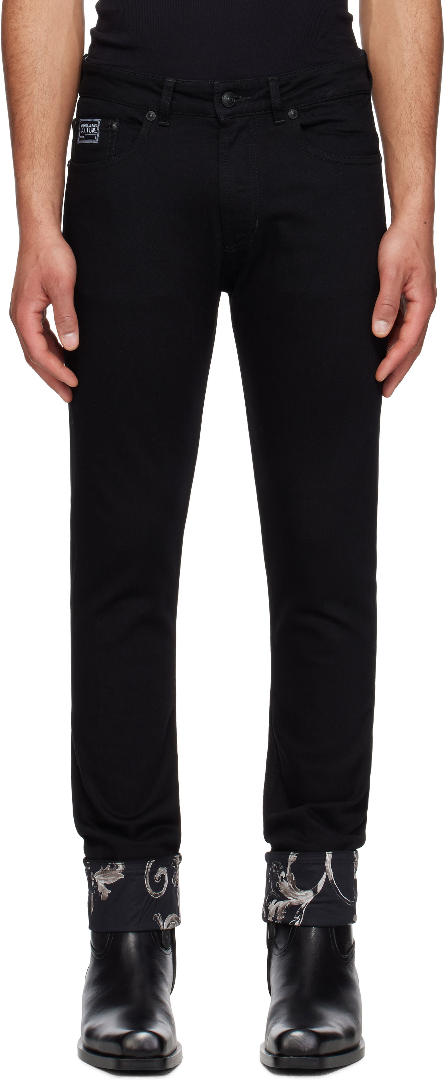 Džínsy Versace Versace Jeans Couture Contrast Cuff Jeans Čierna | E78GAB5DC_EDW040L54, 0