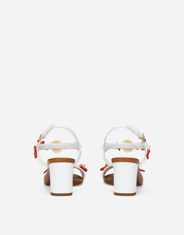 Tenisky a topánky Dolce & Gabbana Nappa Leather Sandals With Coral Embroidery Biela | CR1746AW1168V135, 2