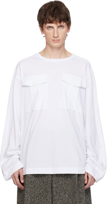 Tričko Dries Van Noten Dries Van Noten Long Sleeve Two Flap Chest Pocket T-shirt Biela | 252-021107-2600, 0