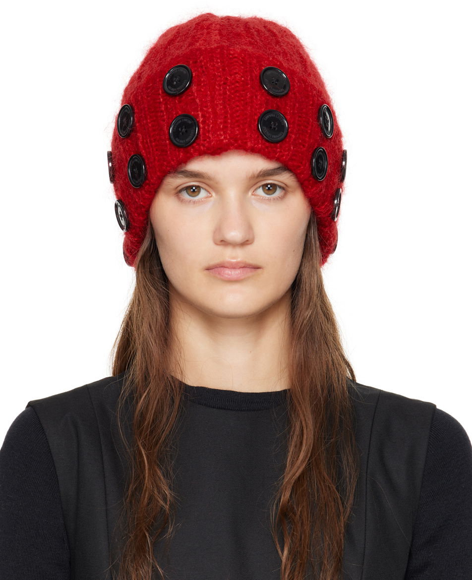 Kulicha Chopova Lowena Chopova Lowena Mohair Beanie with Buttons Červená | 8277, 0