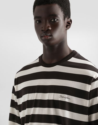 Tričko Dolce & Gabbana Dolce & Gabbana Striped Short-Sleeved Silk Jersey T-Shirt Rôznofarebný | G8PN9TG7O8GHA9WM, 3