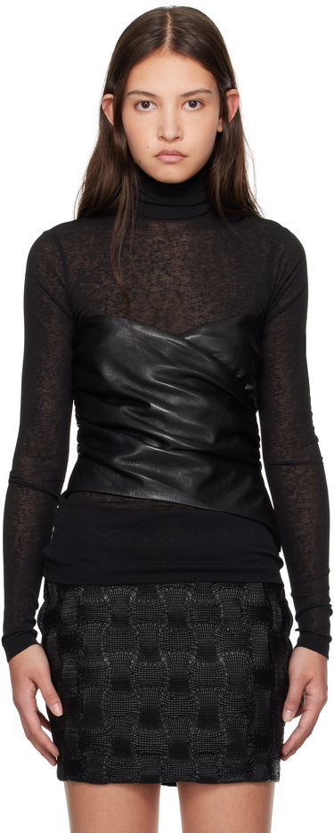 Sveter Nanushka Nanushka Kynlee Vegan Leather Turtleneck Top Čierna | NW24FWTP33600, 0