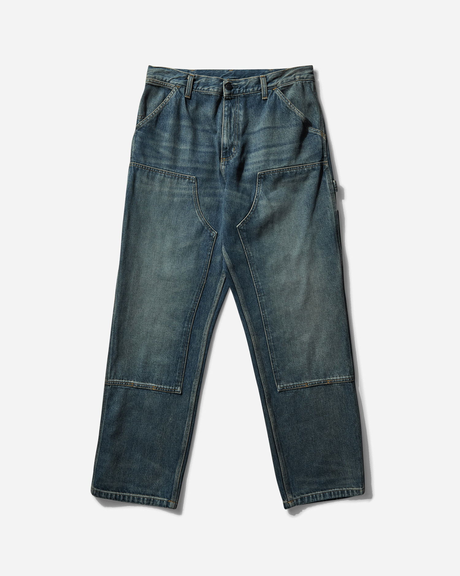 Džínsy Carhartt WIP Double Knee Worn Used Wash Pants Modrá | I032699 014Q32, 1