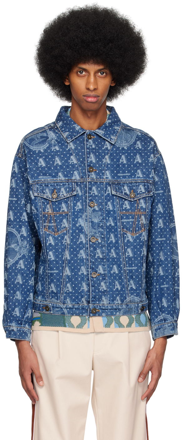 Bomber bunda Ahluwalia Printed Denim Jacket Modrá | M-AHLU-DE001-SS23-FA61-DI, 0