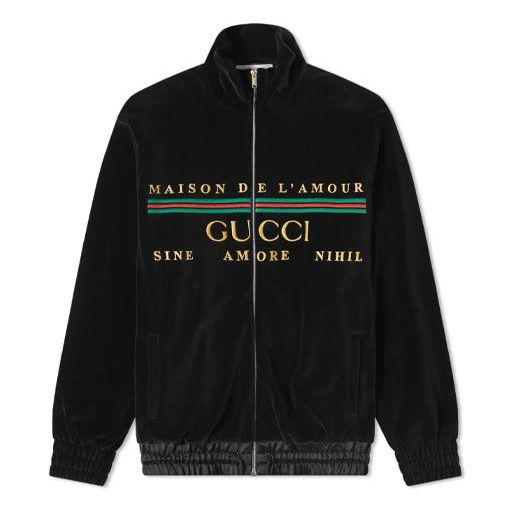 Mikina Gucci Embroidered Zip-Up Velvet Jacket Čierna | 595533-XJBTD-1082
