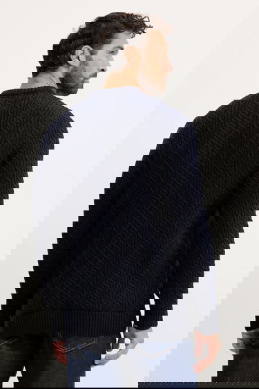 Sveter Barbour Barbour Cable Knit Sweater Navy | MKN1679, 2