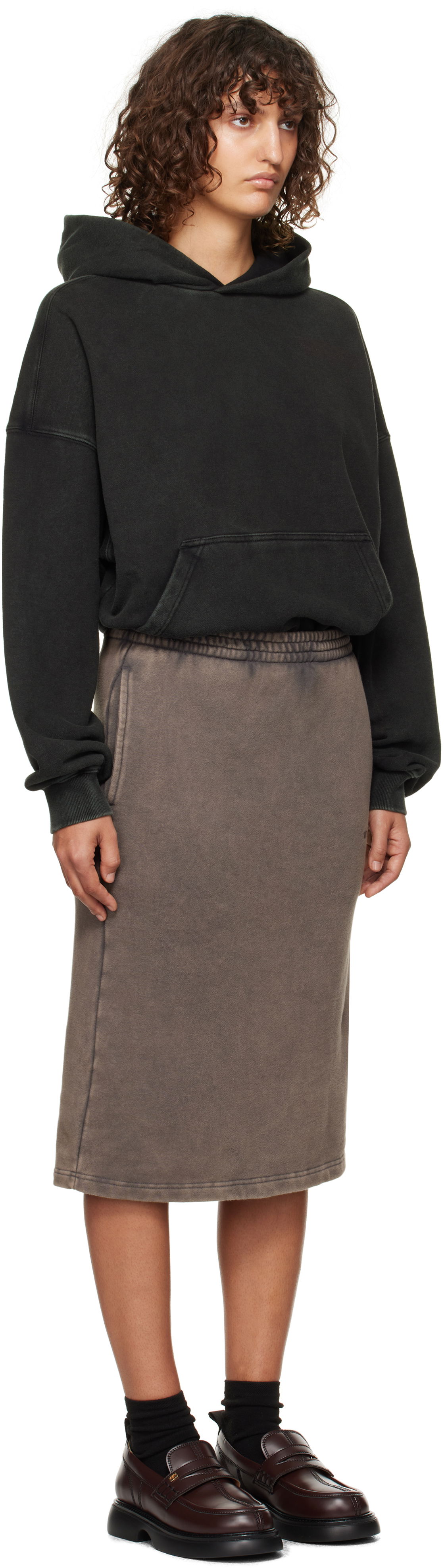 Sukňa We11done We11Done Layered Hoodie Dress Hnedá | WD-TO3-24-851-W-BK, 1