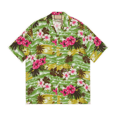 Košeľa Gucci Printed Bowling Shirt Zelené | 694124 ZAJST 3824, 0