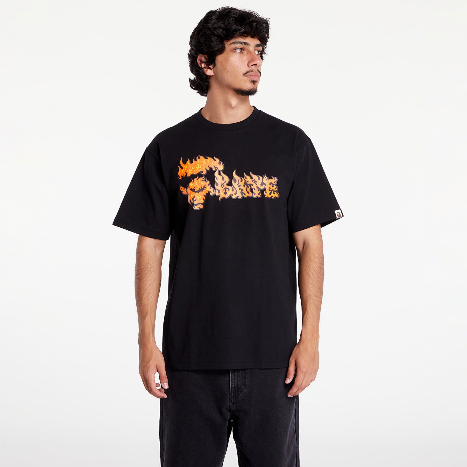 A BATHING APE Flame Ape Face Tee Black/ Red