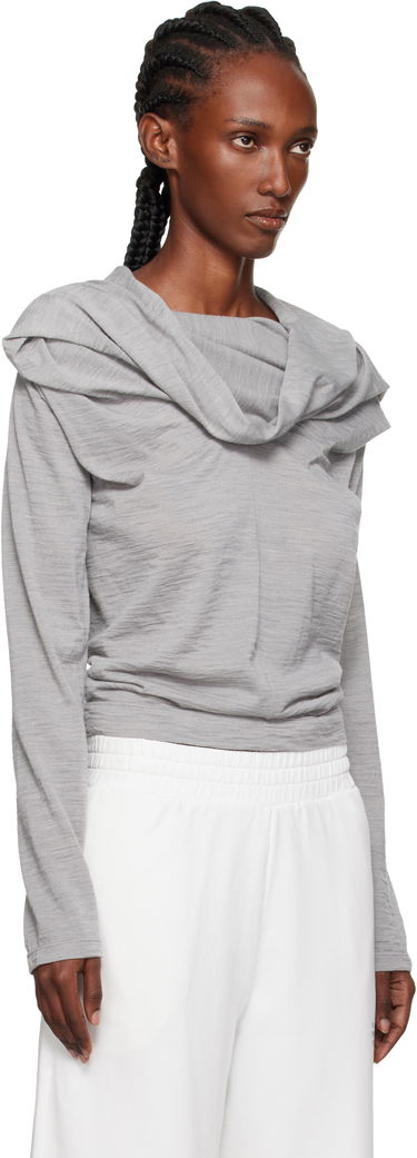 Tričko Maison Margiela MM6 Maison Margiela Wool Jersey Cowl Neck Long Sleeve Top Čierna | S52NH0031 M20124, 4