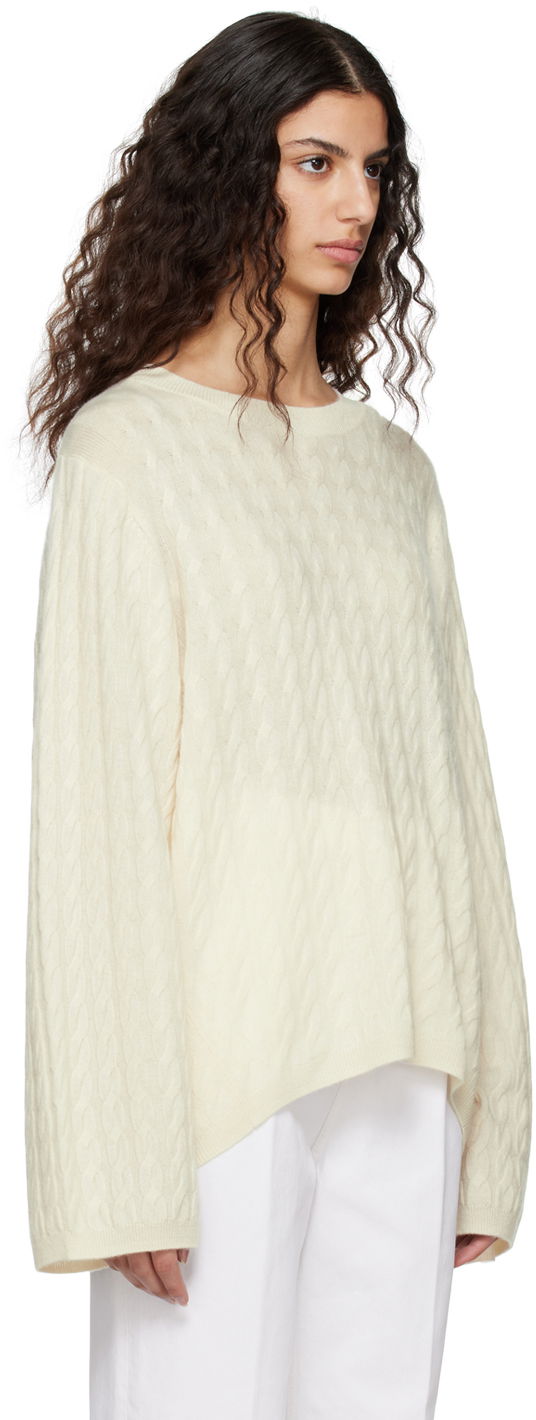 Sveter TOTEME TOTEME Crewneck Cable Knit Sweater Biela | 212-569-751, 1