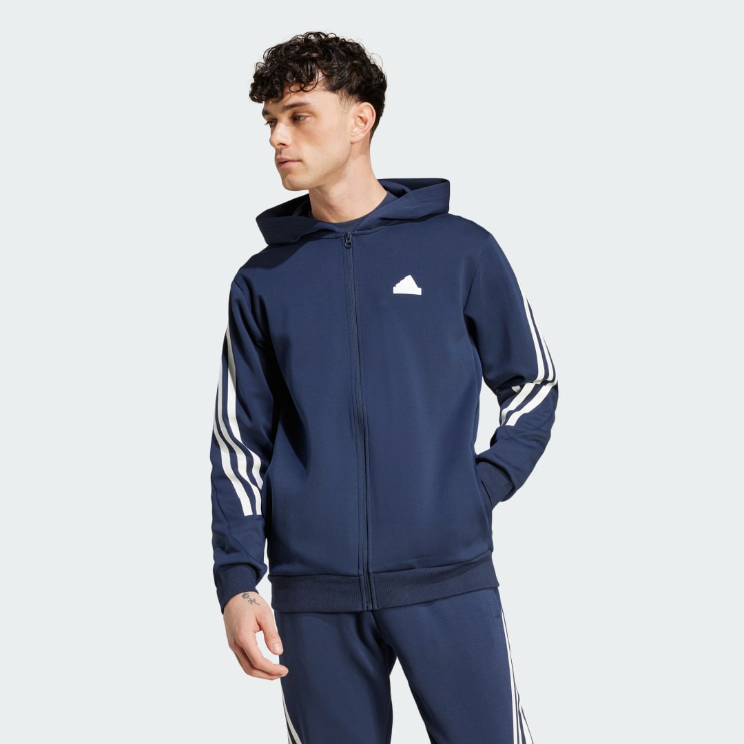 Mikina adidas Performance Future Icons 3-Stripes Full Zip Hoodie Modrá | IW8568, 0