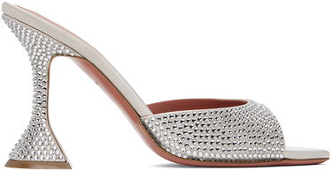 Starostlivosť o obuv Amina Muaddi Amina Muaddi Caroline Crystal Slipper Heeled Sandals Biela | CAROLINE CRYSTAL SLIPPER CL, 0