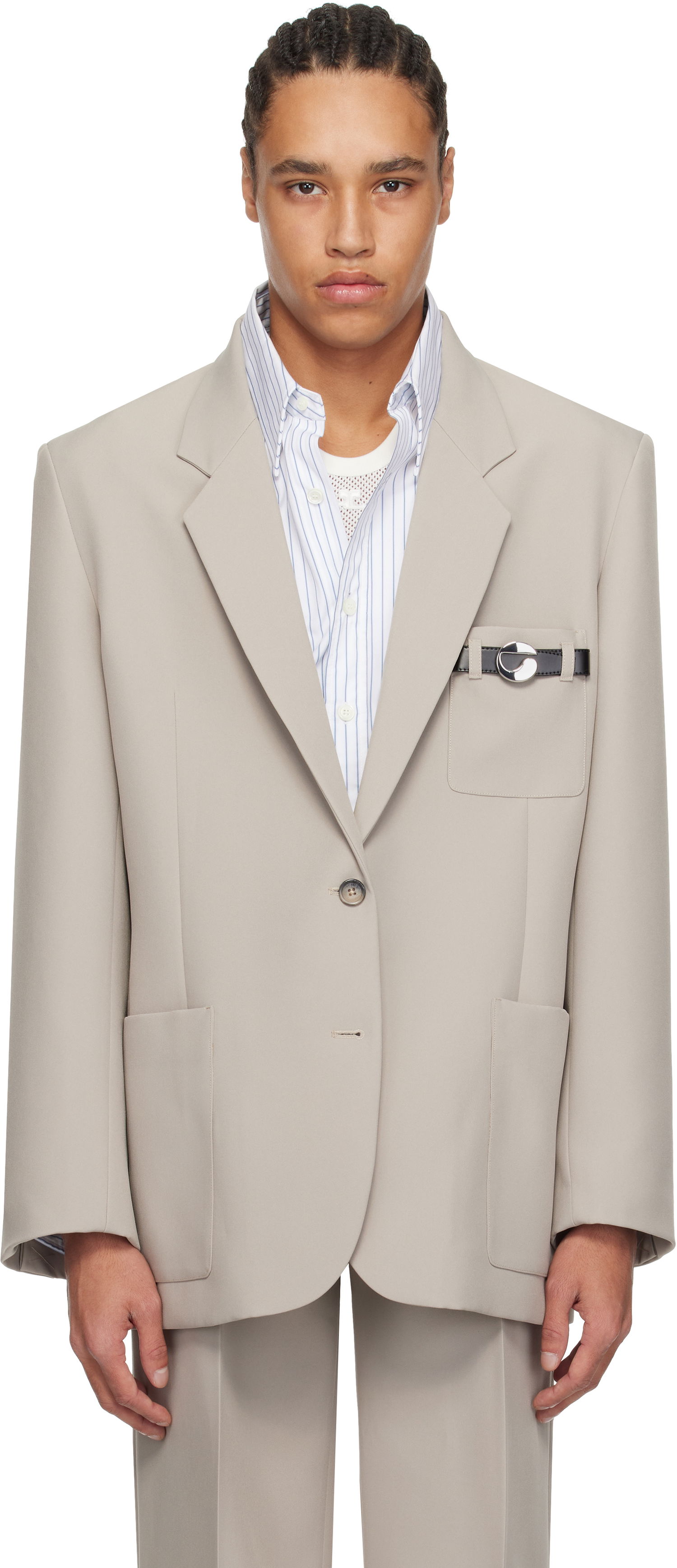 Bunda Coperni Coperni Tailored Blazer with Belted Pocket Béžová | COPV69F3004MEN, 0