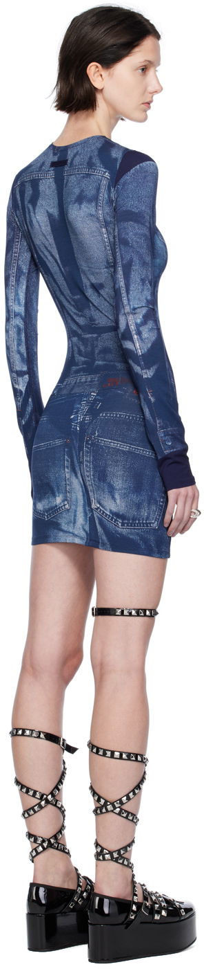 Jean Paul Gaultier Trompe L'oeil Denim Print Minidress