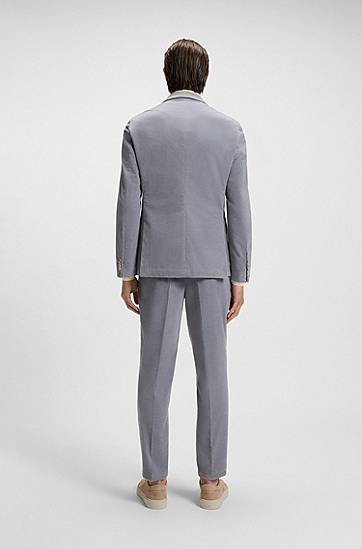 Bunda BOSS Slim-fit Stretch-Cotton Corduroy Blazer Šedá | 50551597, 1