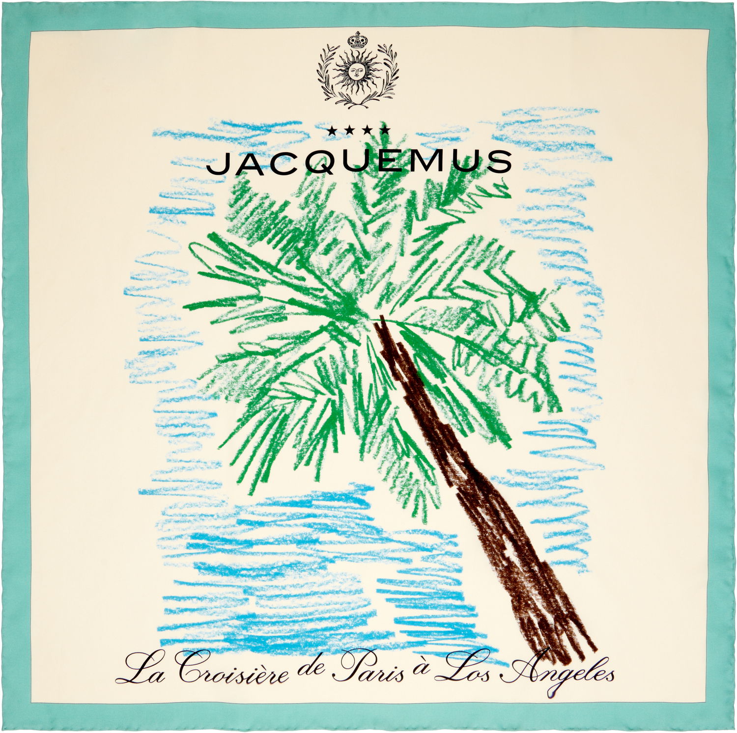 Šál Jacquemus Jacquemus La Croisière Palmier Print Silk Scarf Béžová | 25E255AC756-5057, 0