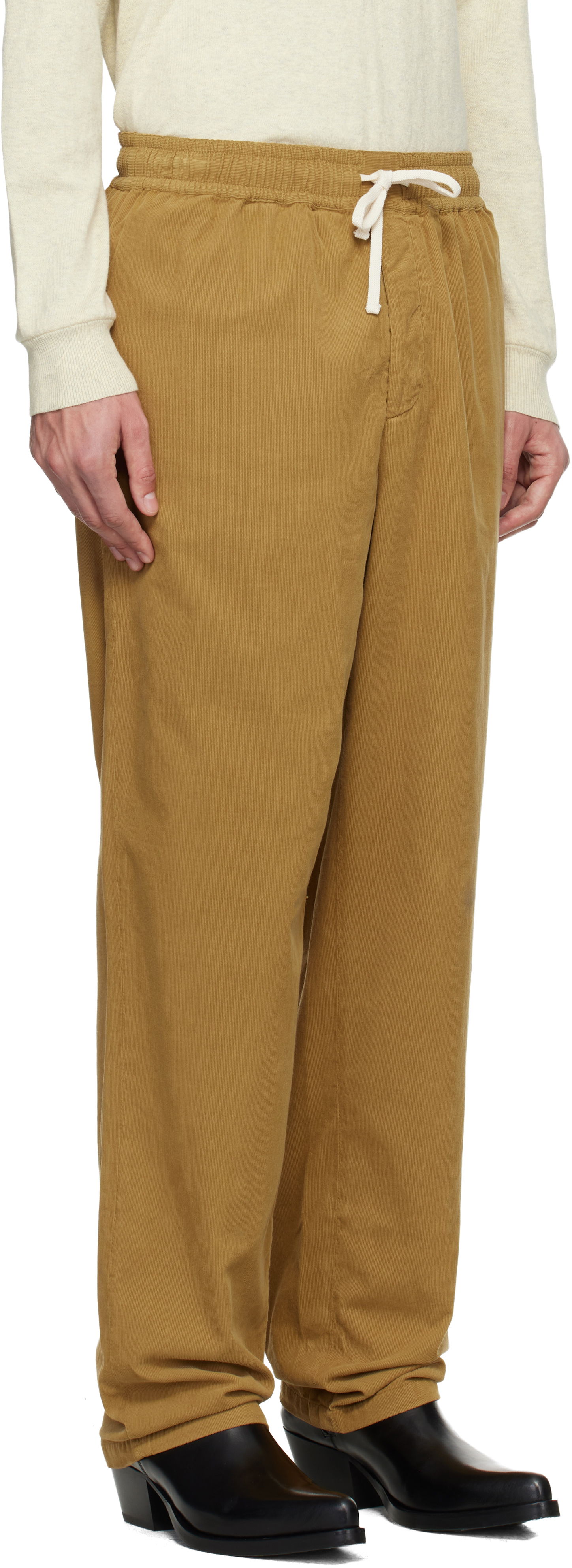 Nohavice ISABEL MARANT Nirlen Corduroy Drawstring Trousers Béžová | PA0468HB-C1I10H, 1