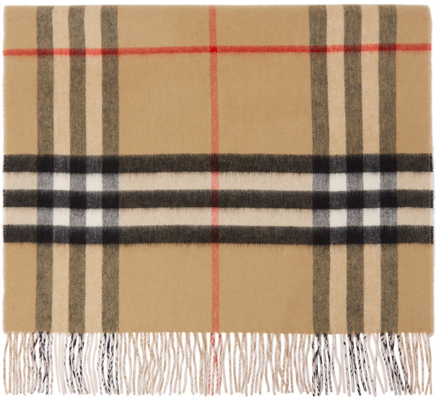 Cashmere Giant Check Scarf Beige & Pink