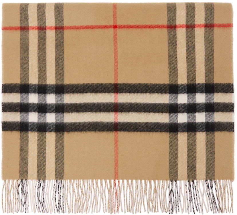 Šál Burberry Cashmere Giant Check Scarf Beige & Pink Béžová | 8035912