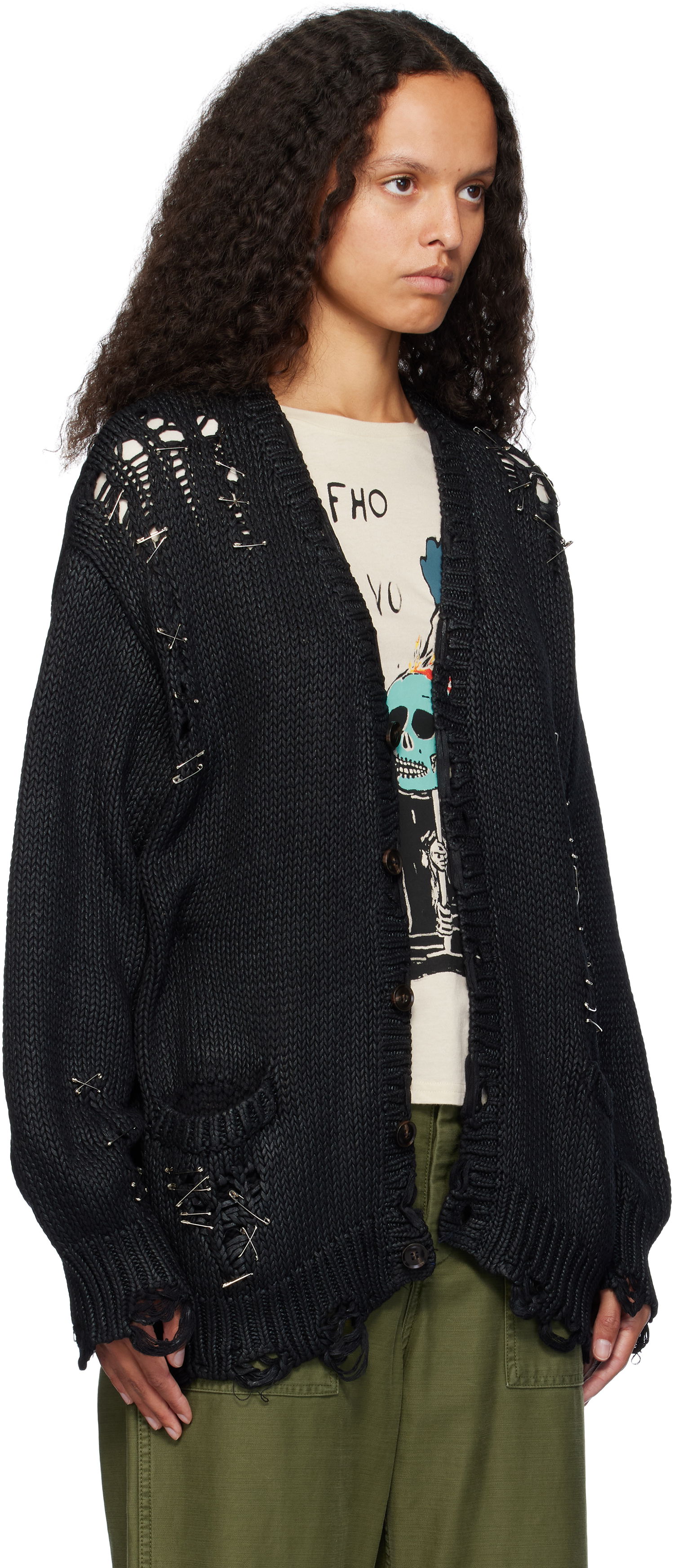 Sveter R13 R13 Distressed Boyfriend Cardigan Čierna | R13WY249 Y170A, 1