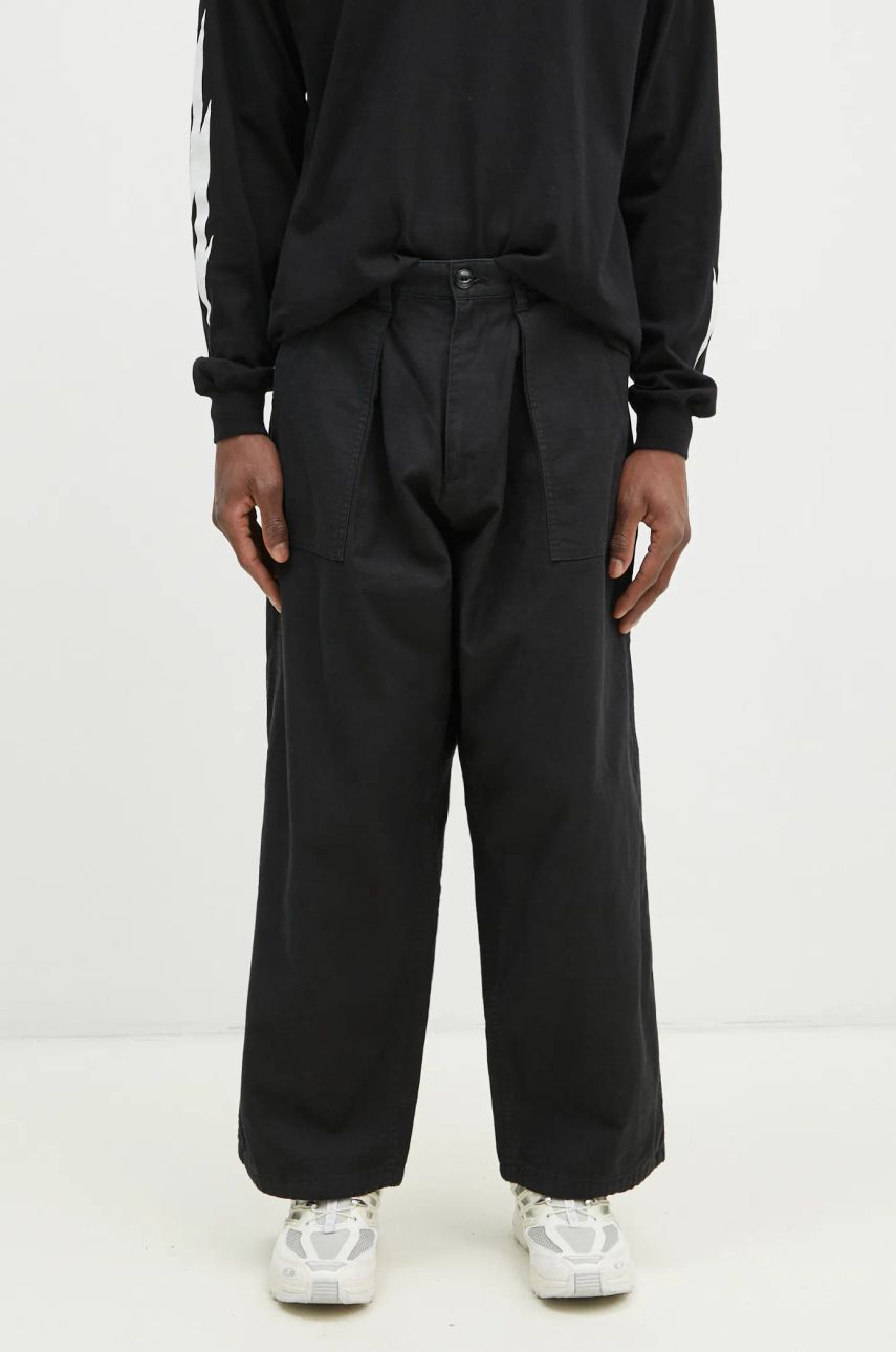 Cargo nohavice Neighborhood NEIGHBORHOOD Cotton Pleated Trousers Čierna | 242AQNH.PTM02, 0