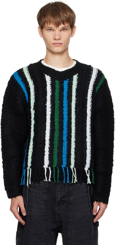 Sveter Andersson Bell Andersson Bell Reverse Stripe Fringe Sweater Čierna | atb1350u, 0
