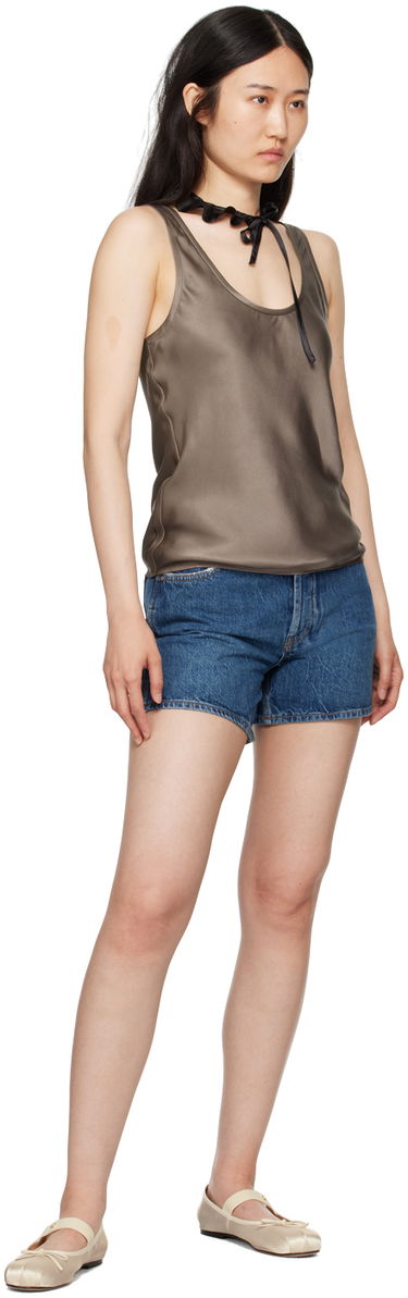 Tielko Anine Bing Silk Scoop Neck Tank Top Hnedá | A-07-0839-BWN27, 3