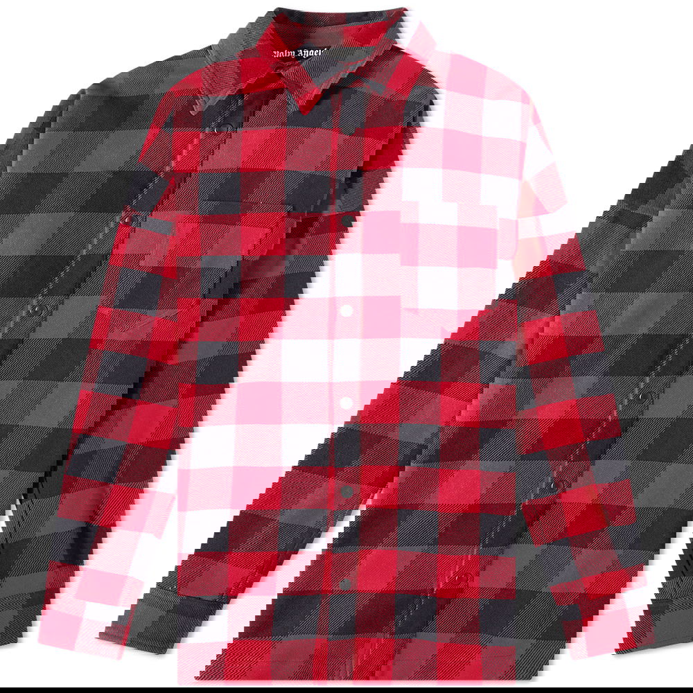 Košeľa Palm Angels Curved Logo Overshirt Červená | PMES002C99FAB0012501, 0
