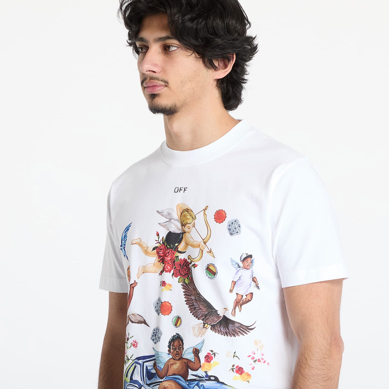 Tričko Off-White Off-White Fresco Car Slim Fit Short Sleeve T-Shirt Biela | OMAA027S25JER0030110, 1
