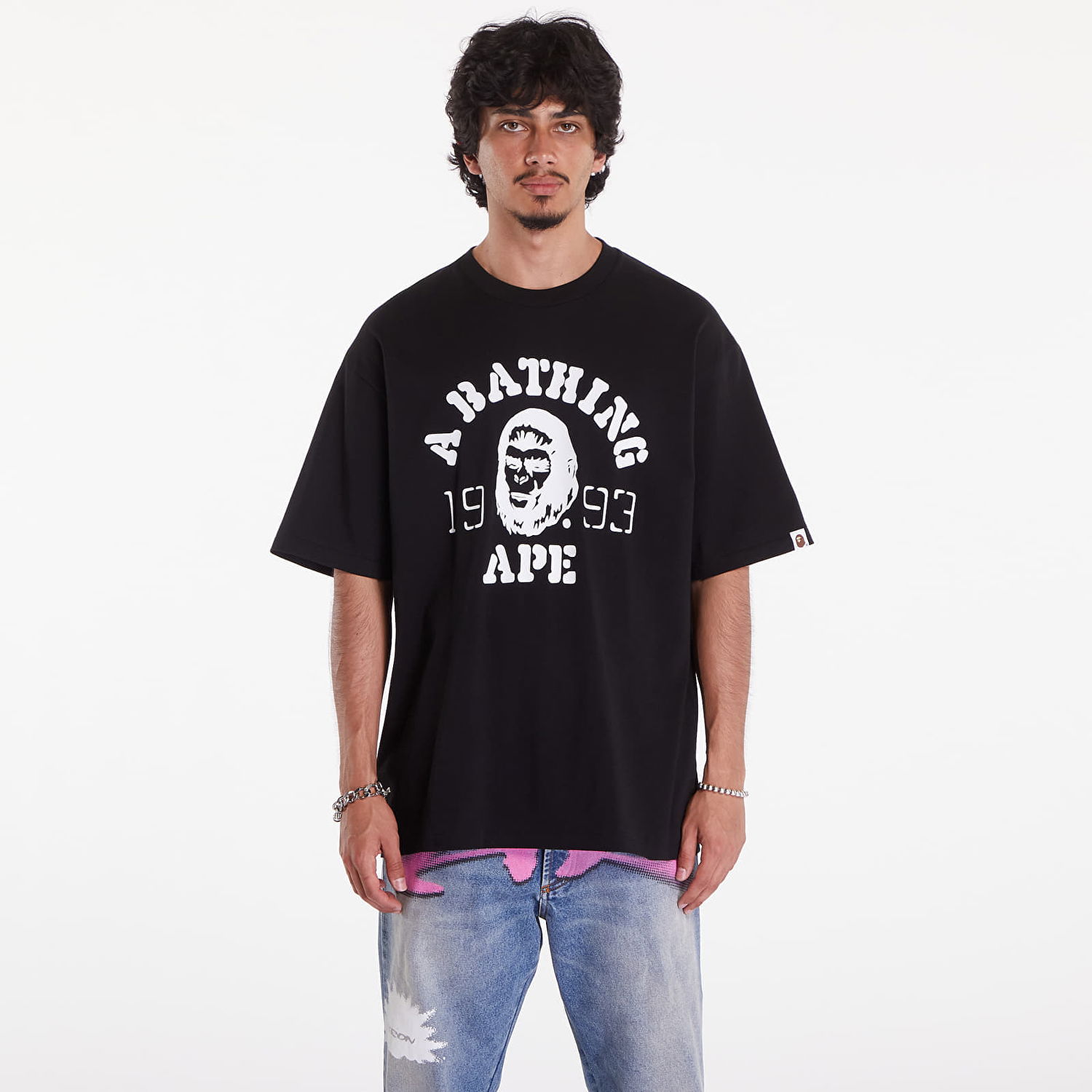 Tričko BAPE A BATHING APE Og Ape Head College Relaxed Fit Tee Čierna | 001TEK301352MBLK, 0