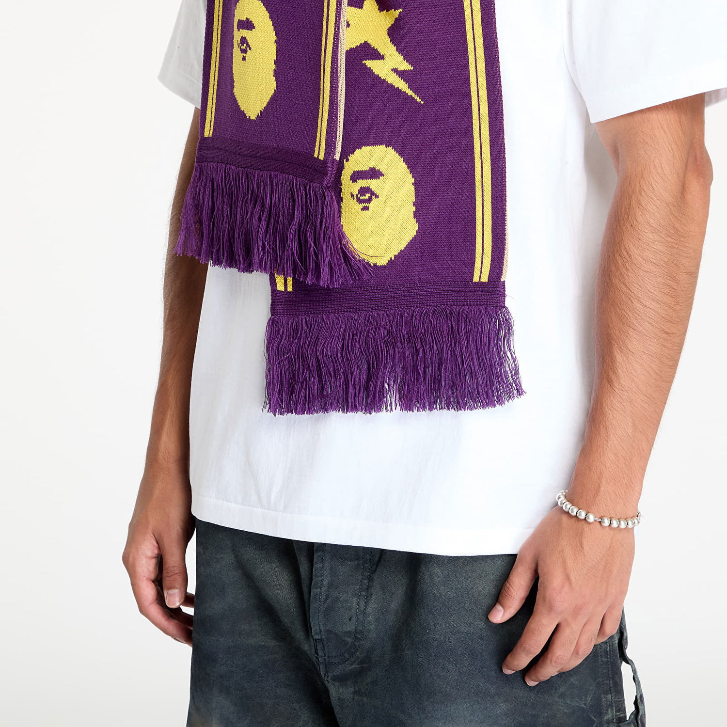 Šál BAPE Jacquard Bape Logo Long Scarf Fialová | 001GDK801011M PUR, 1