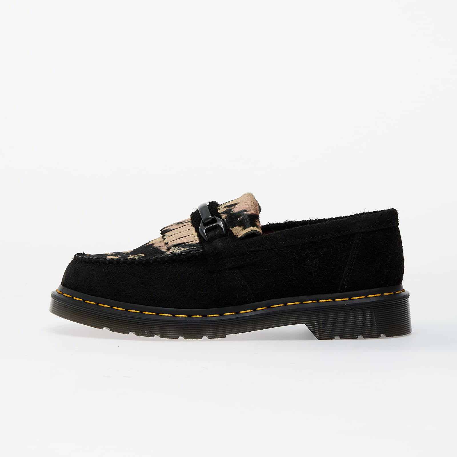 Adrian Black Suede Loafers with Contrast Hair On